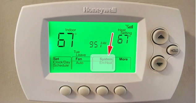 Auxiliary Heat on Honeywell Thermostat 