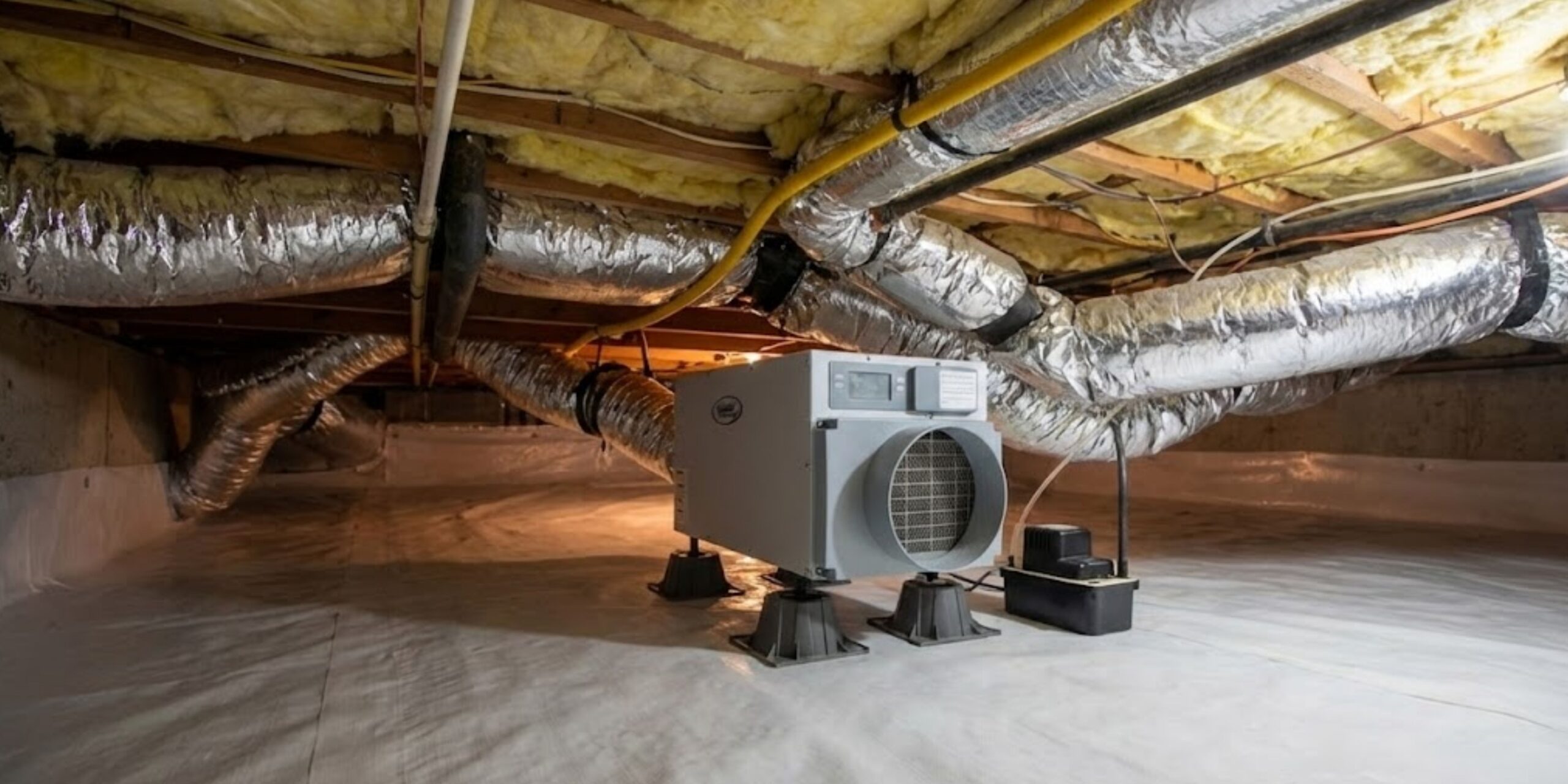 Whole-home dehumidifier installed in a basement