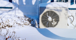 heat pump working in snow