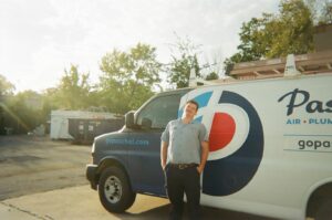 HVAC Service technician on film