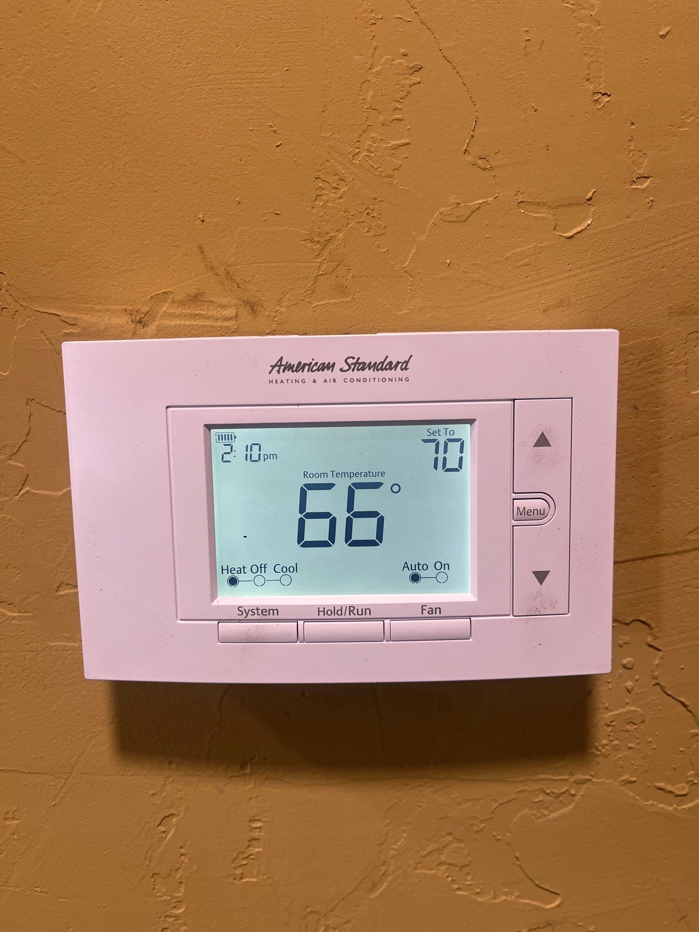 New thermostat reading 66 degrees in a Minco, OK home with a new Paschal HVAC system