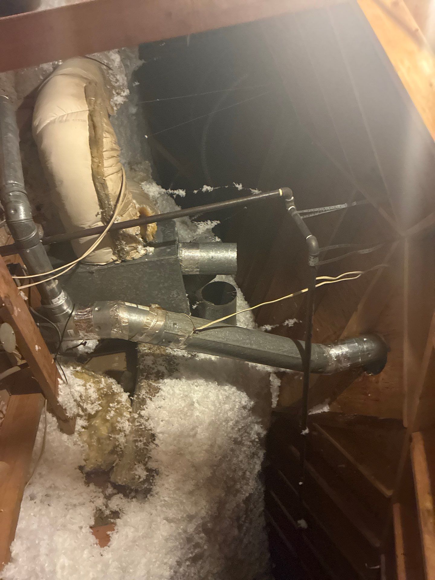 New plenum and refrigerant line set in the attic of a Van Buren, AR home installed by Paschal